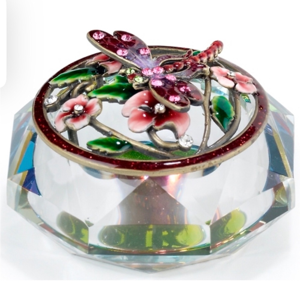 Jeweled Glass Box Pink Dragonfly